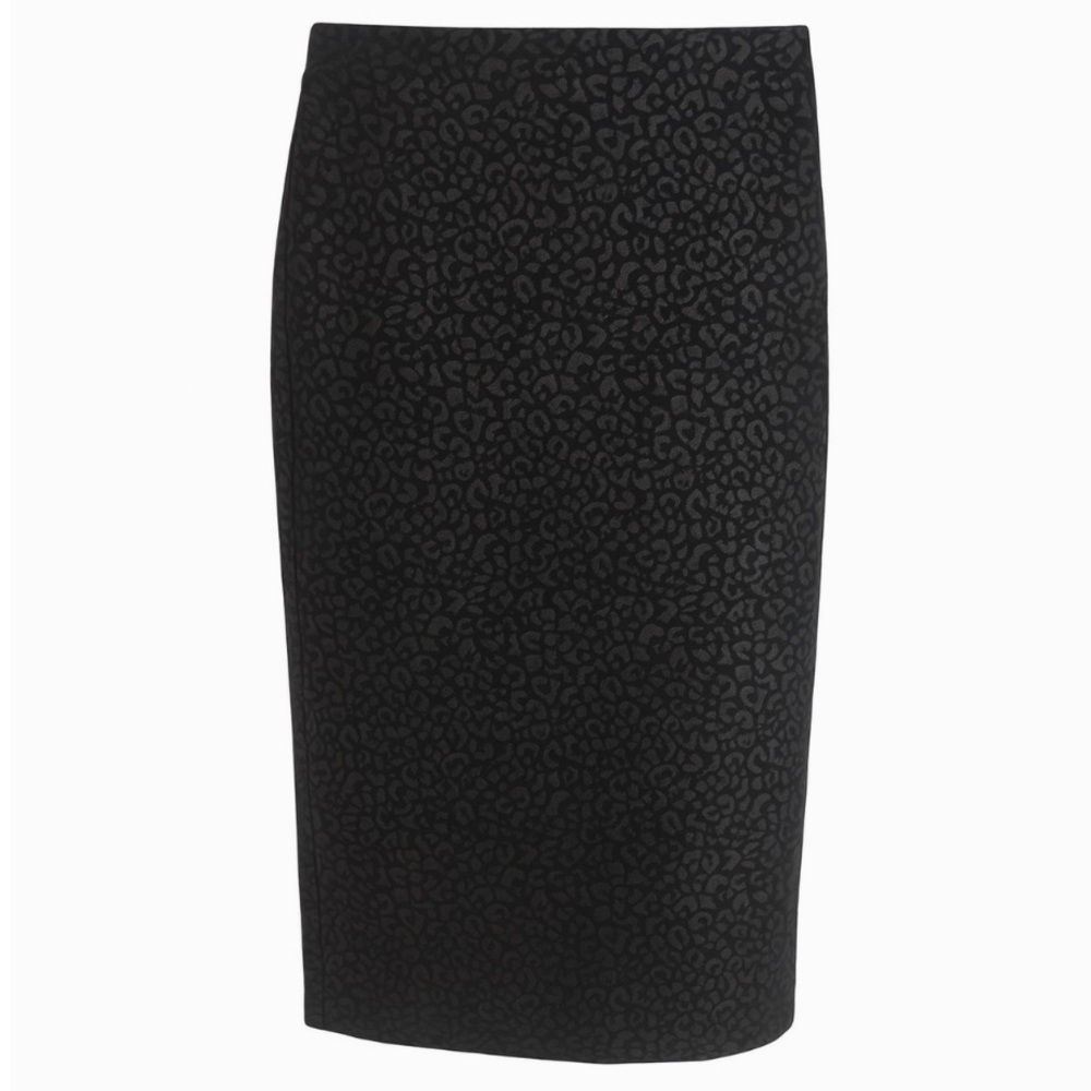Joe B Black Leopard Cheetah Print Pencil Skirt Medium Textured Stretch Midi